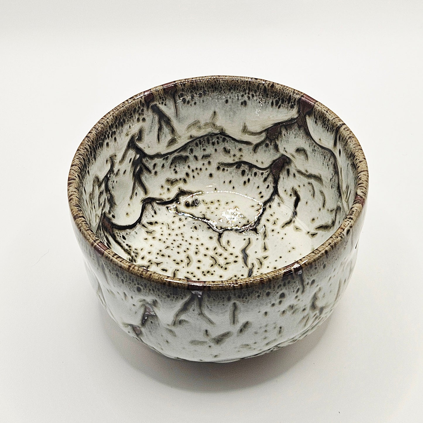 Small Handcrafted Matcha Bowl (Chawan) – White Namako Glaze