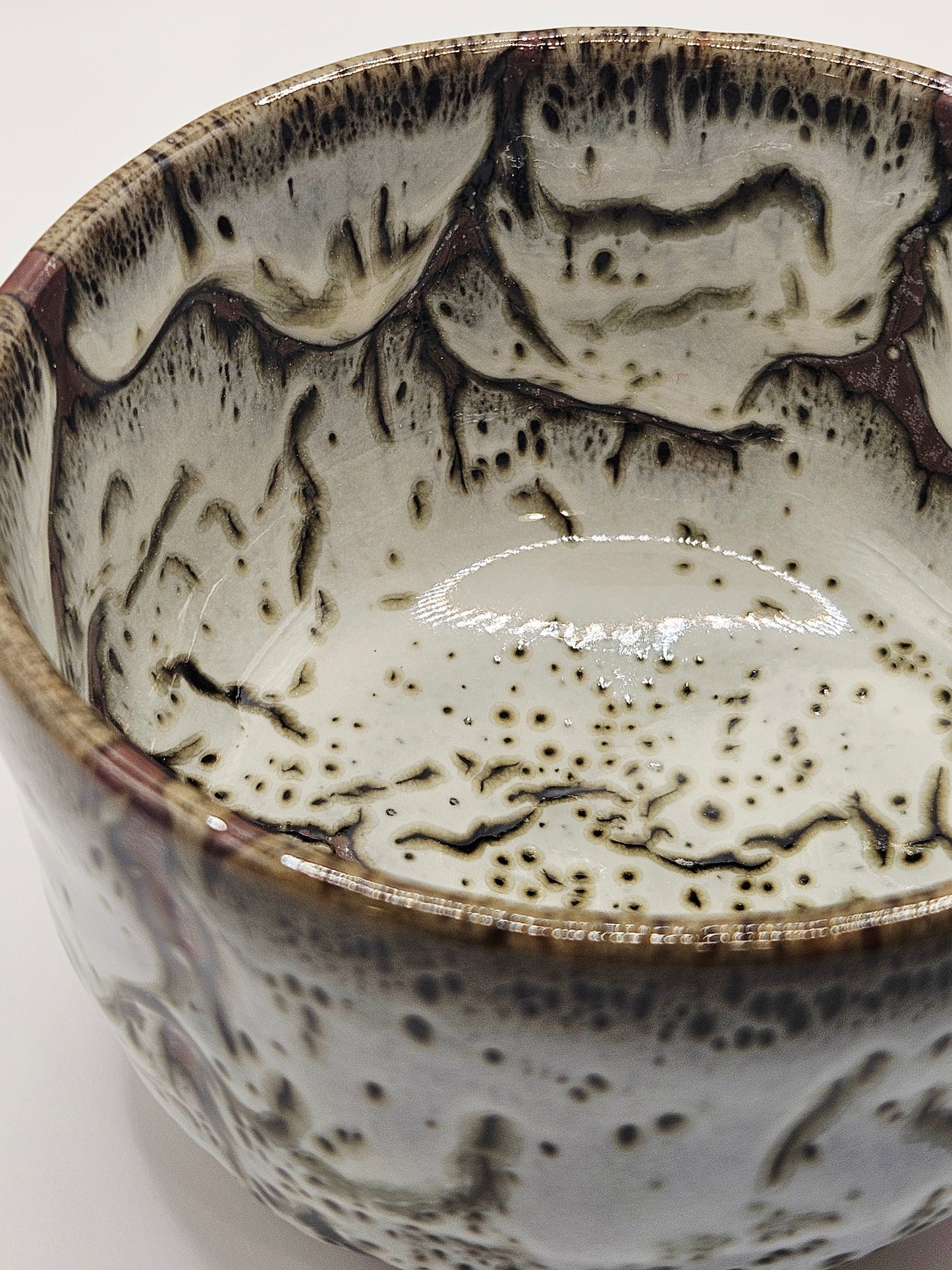 Small Handcrafted Matcha Bowl (Chawan) – White Namako Glaze
