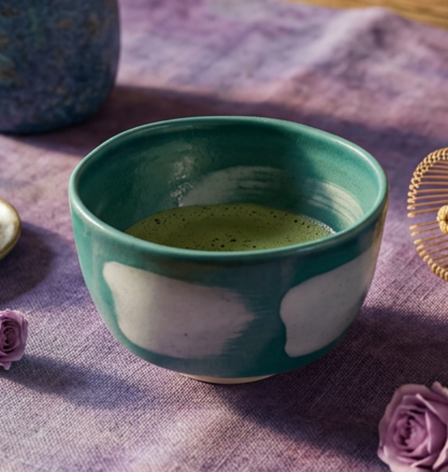 Small Matcha Bowl (Chawan) - Paint Strokes