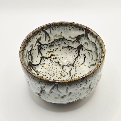 Small Handcrafted Matcha Bowl (Chawan) – White Namako Glaze