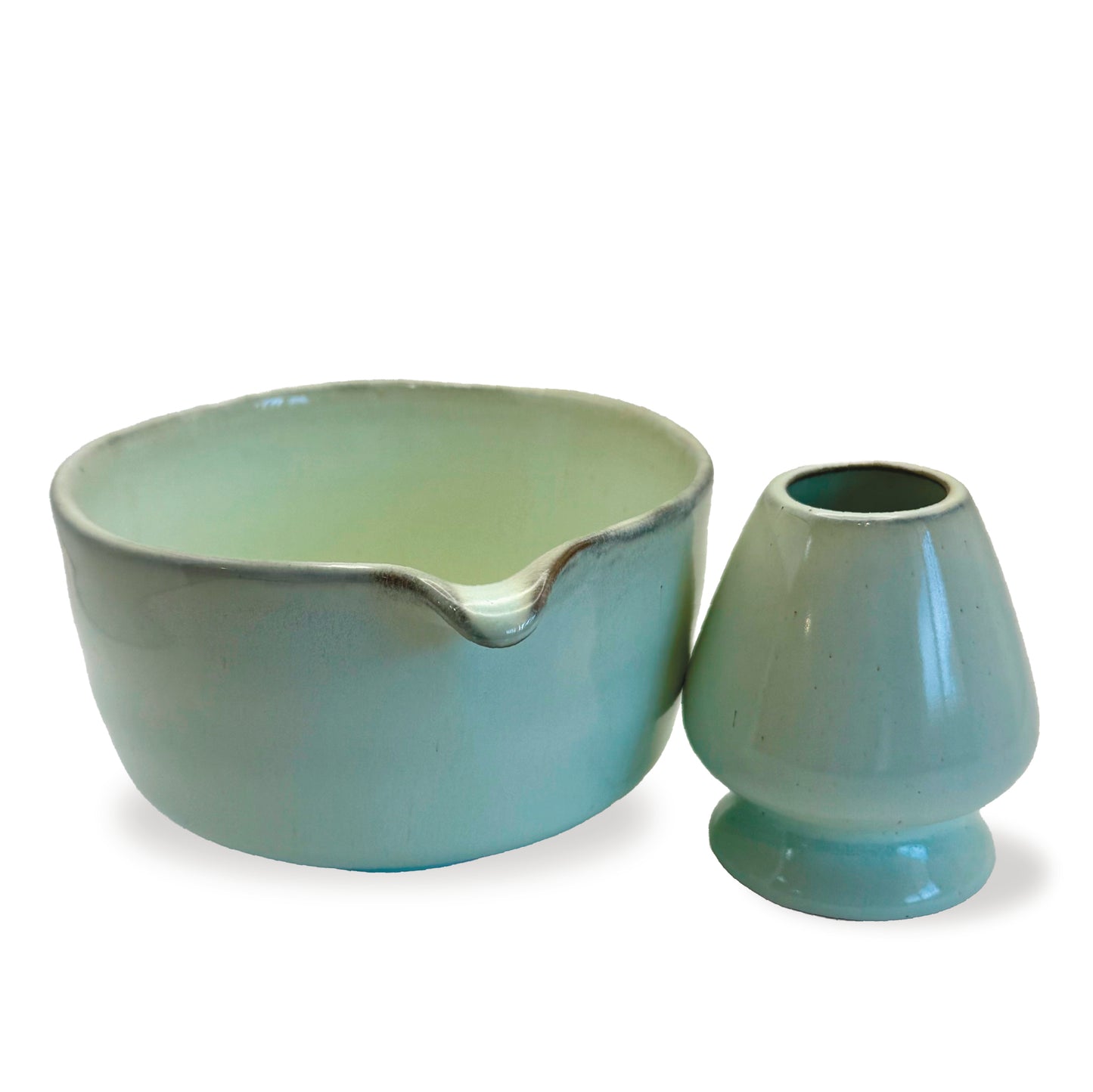 Spouted Matcha Bowl and Chasen Set (2 piece) - Ocean Breeze