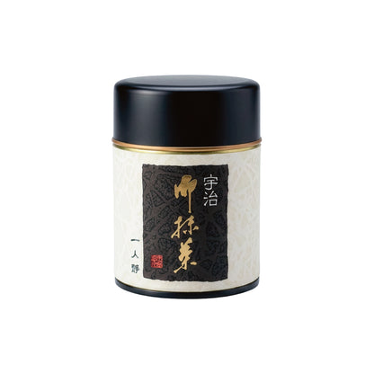 Hitori Shizuka Japanese matcha powder Kyoto Chanokura white tea tin and black lid