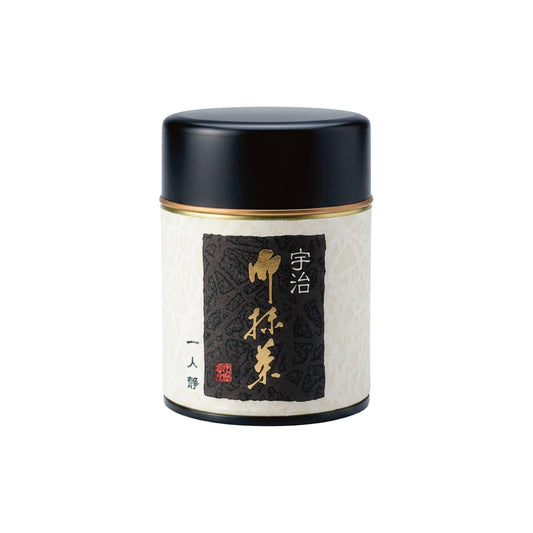 Hitori Shizuka Japanese matcha powder Kyoto Chanokura white tea tin and black lid